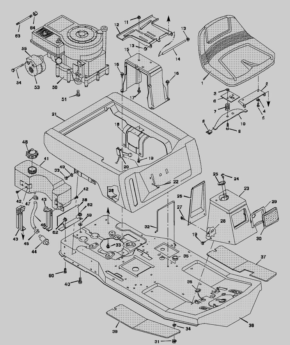 Body Chassis Diagram and Parts List for 30577X7A  Briggs and Stratton Lawn Tractor